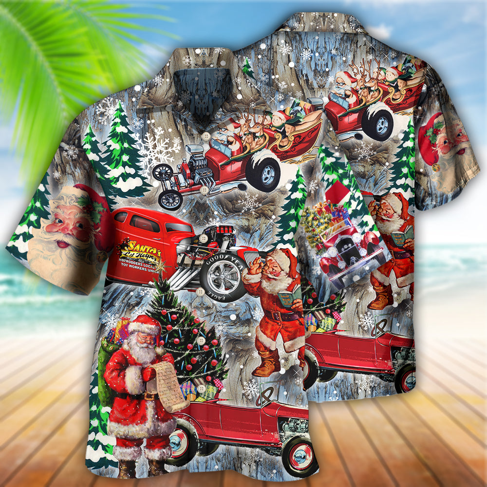 Christmas Playful Hot Rod Hawaiian Shirt With All Over Print For Resort Travel Summer Outings And Casual Gatherings