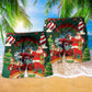 Hot Rod Merry Christmas Happy With Funny Beach Shorts For Festive Vacation Wear