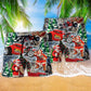 Hot Rod Christmas Beach Shorts Pattern View For Weekend Trips And Outdoor Activities