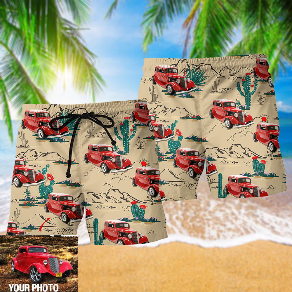 Hot Rod Ride Desert Beach Shorts Pattern View For Relaxed Vacation Styling