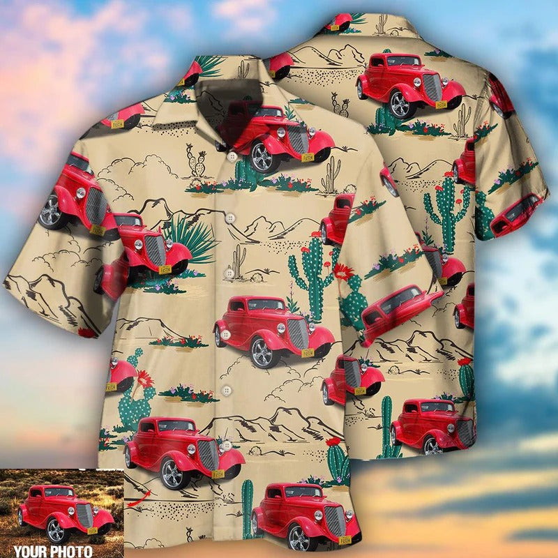 Hot Rod Desert Custom Photo Hawaiian Shirt For Summer Vacation And Beach Travel