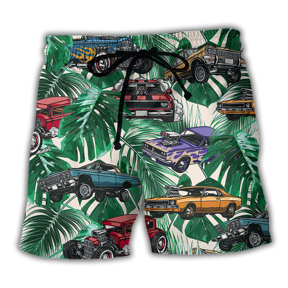 Tropical Leaf Classic Hot Rod Beach Shorts For Tropical Holidays And Thoughtful Gift Giving
