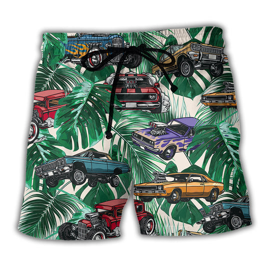 Tropical Leaf Classic Hot Rod Beach Shorts For Tropical Holidays And Thoughtful Gift Giving