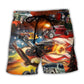 Hot Rod USA Flag Independence Day Beach Shorts Pattern View For Vacation Travel And Outdoor Fun