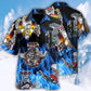 Flame Black Hot Rod Hawaiian Shirt With Detailed Graphic For Coastal Trips Outdoor Events And Relaxed Summer Wear