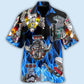 Creative Hot Rod Blue Flame Racing Hawaiian Shirt For Resort Trips, Coastal Parties, And Warm Weather Style