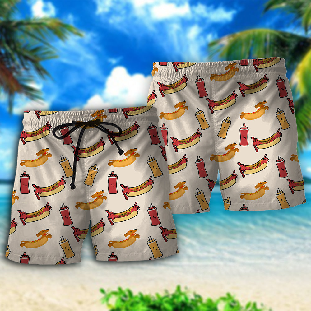 Funny Hot Dog Food Humor Beach Shorts For Warm Weather Travel And Everyday Comfort