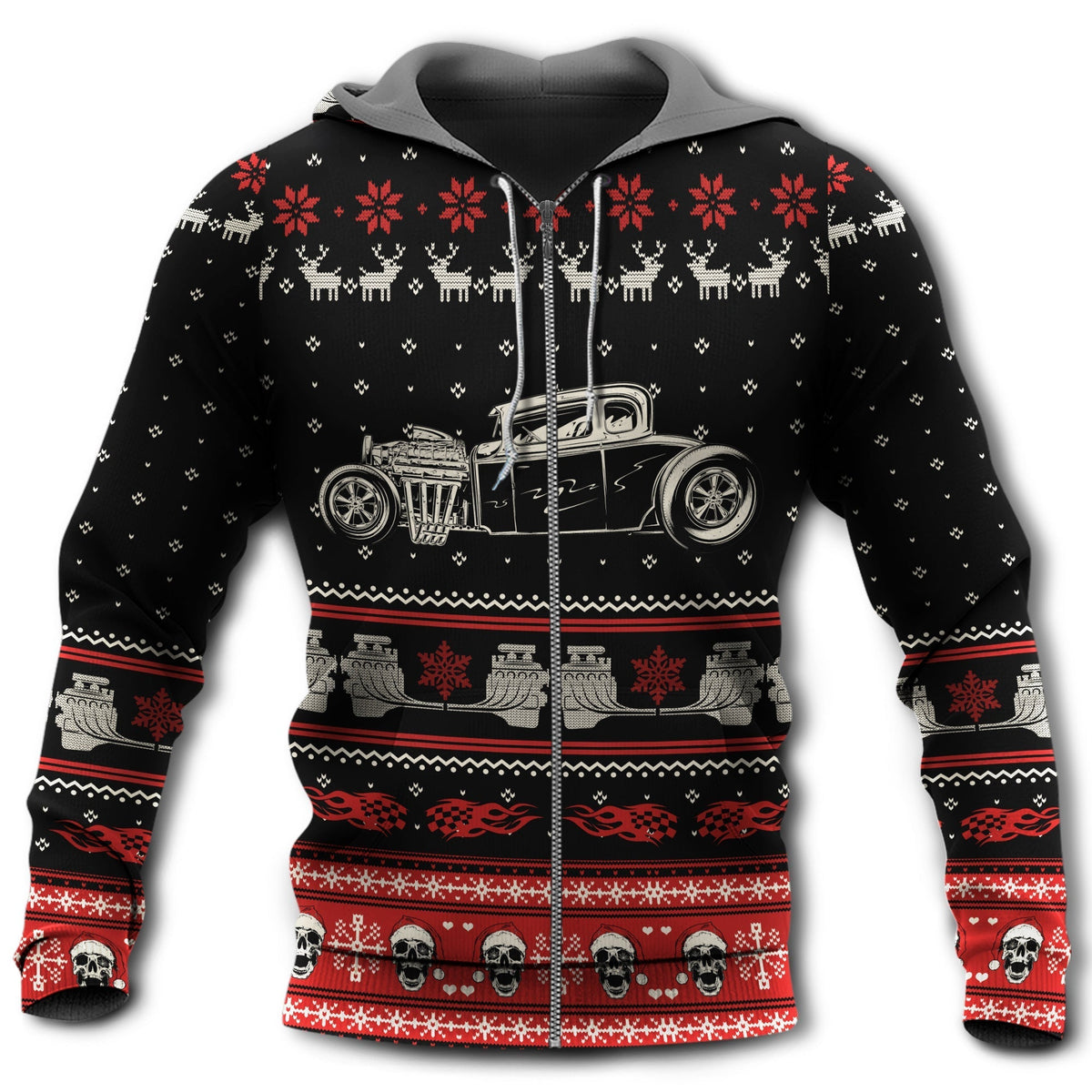 Hot Rod Christmas Hoodie For Christmas Gatherings Outdoor Trips And Relaxed Seasonal Style