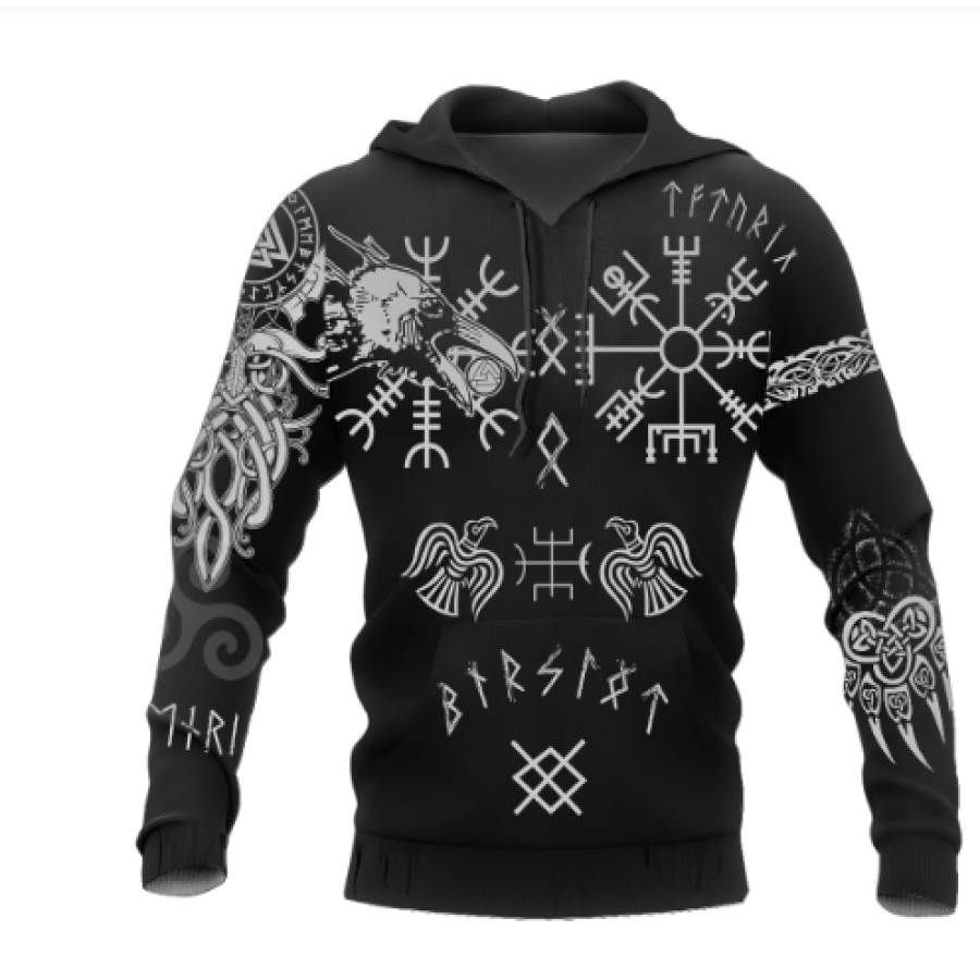 Viking Raven Wolves Tattoo Hoodie For Viking Inspired Streetwear Holidays And Thoughtful Gifts