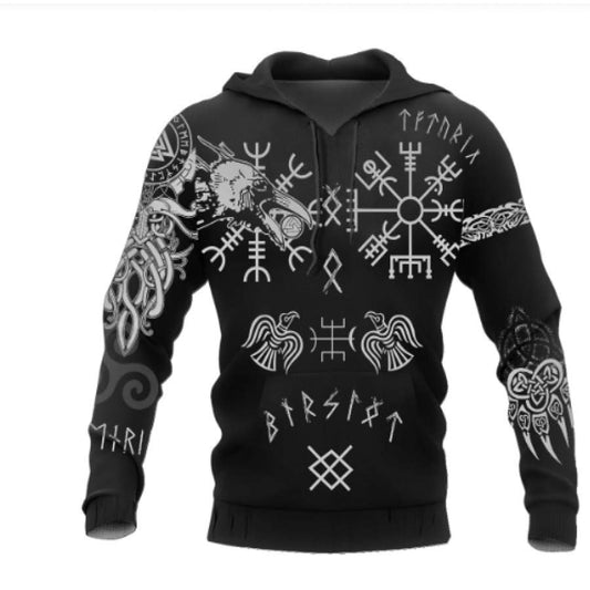 Viking Raven Wolves Tattoo Hoodie For Viking Inspired Streetwear Holidays And Thoughtful Gifts