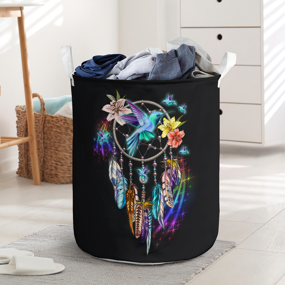 Hummingbird Dream Catcher Laundry Basket For Bathroom Bedroom Storage
