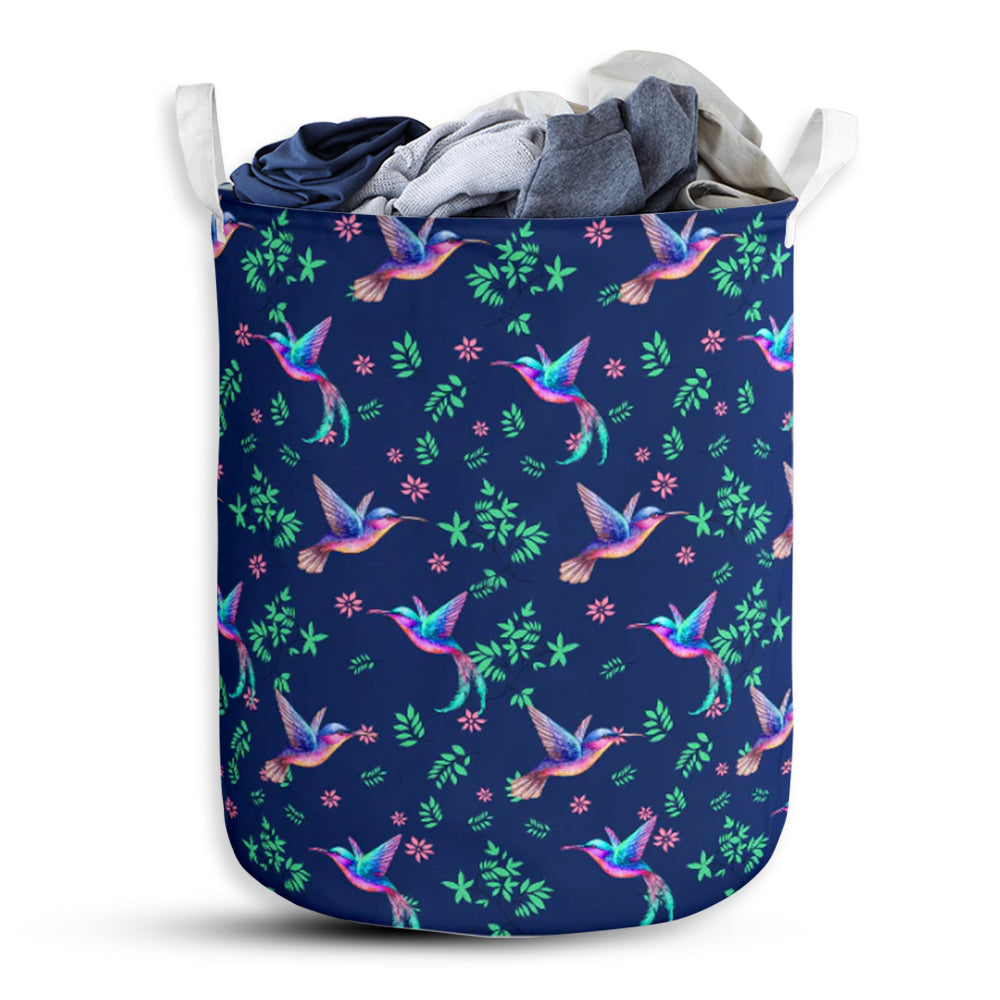 Hummingbird Flower Pattern Laundry Basket For Bathroom Bedroom Storage