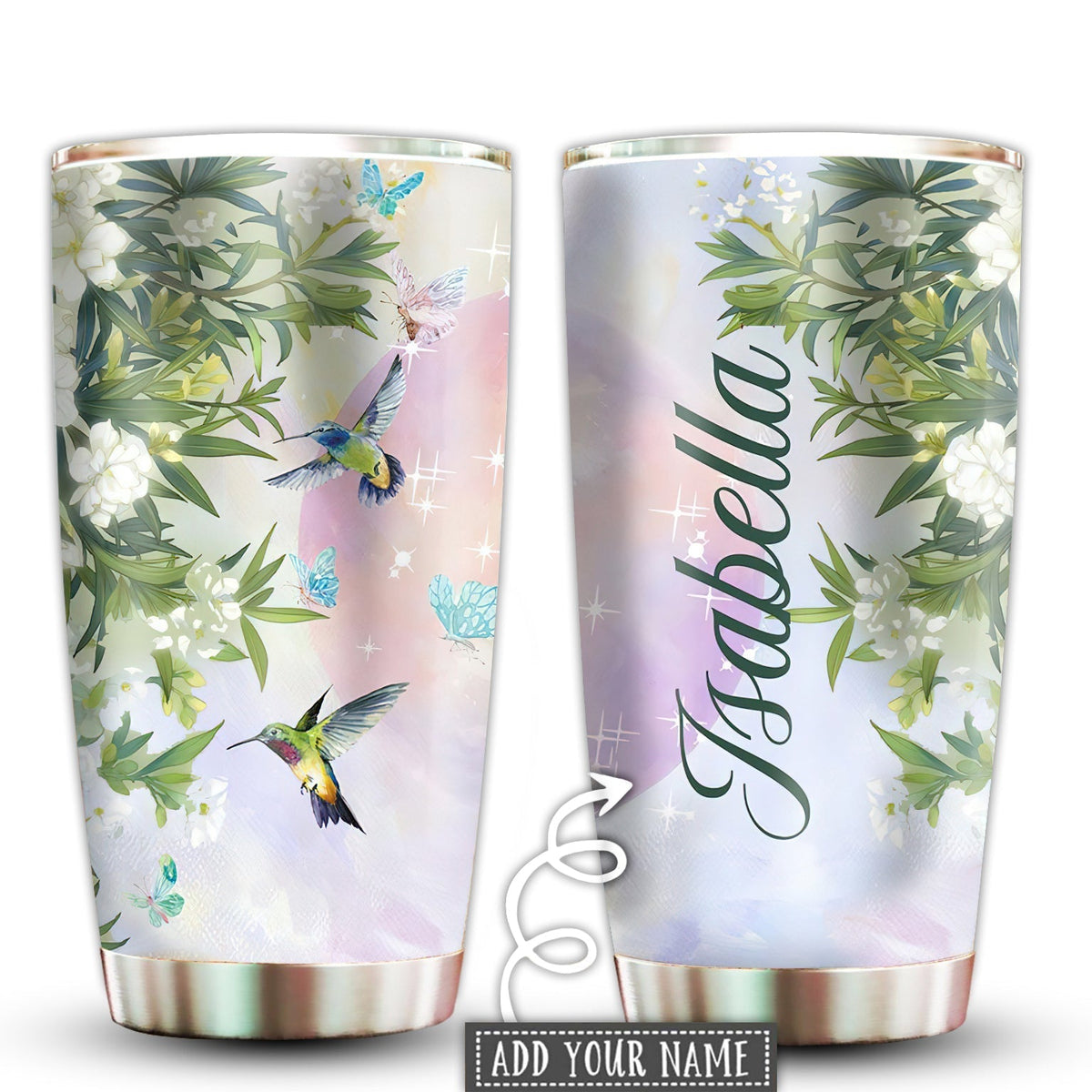 Hummingbird Loves Floral Forever Personalized 20 Oz Tumbler For Coffee Travel And Daily Drinks