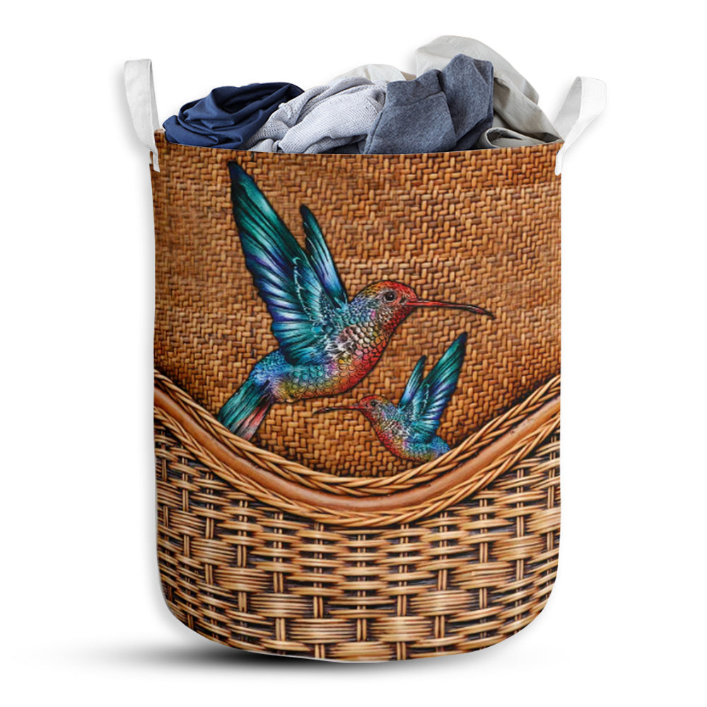 Hummingbird Rattan Texture Laundry Basket For Bathroom Bedroom Storage
