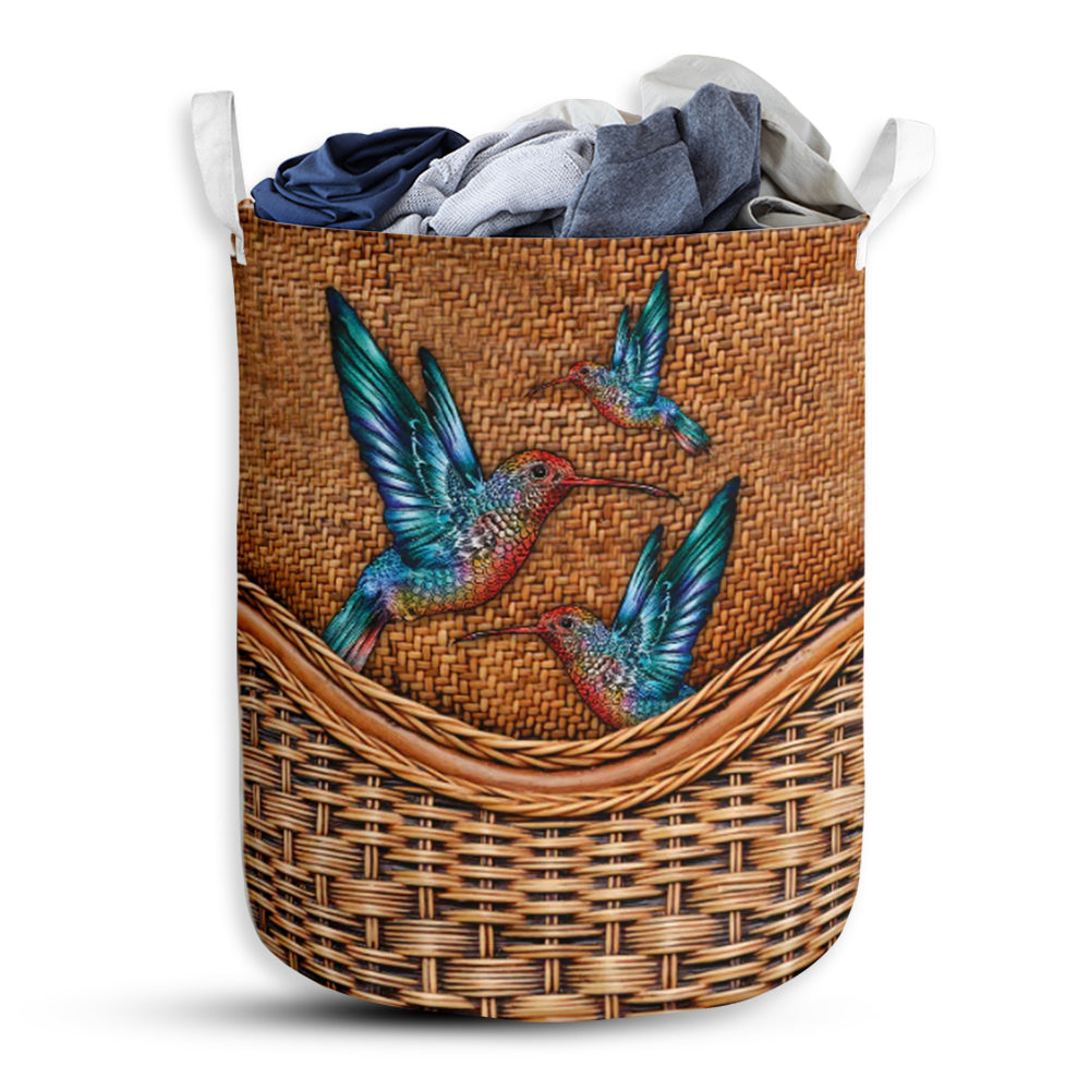 Hummingbird Rattan Texture Love Hummingbird Laundry Basket For Bathroom Bedroom Storage
