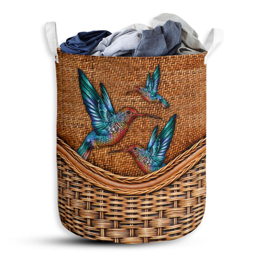 Hummingbird Rattan Texture Love Hummingbird Laundry Basket For Bathroom Bedroom Storage