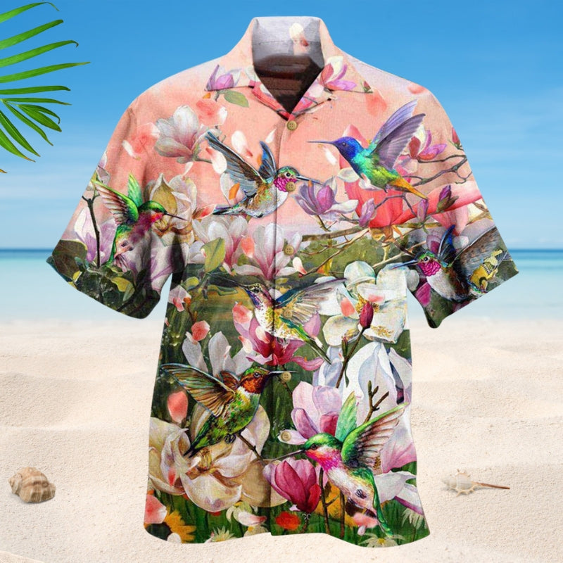 Hummingbird Twinkle Crystal Hawaiian Shirt For Resort Trips, Coastal Parties, And Warm Weather Style