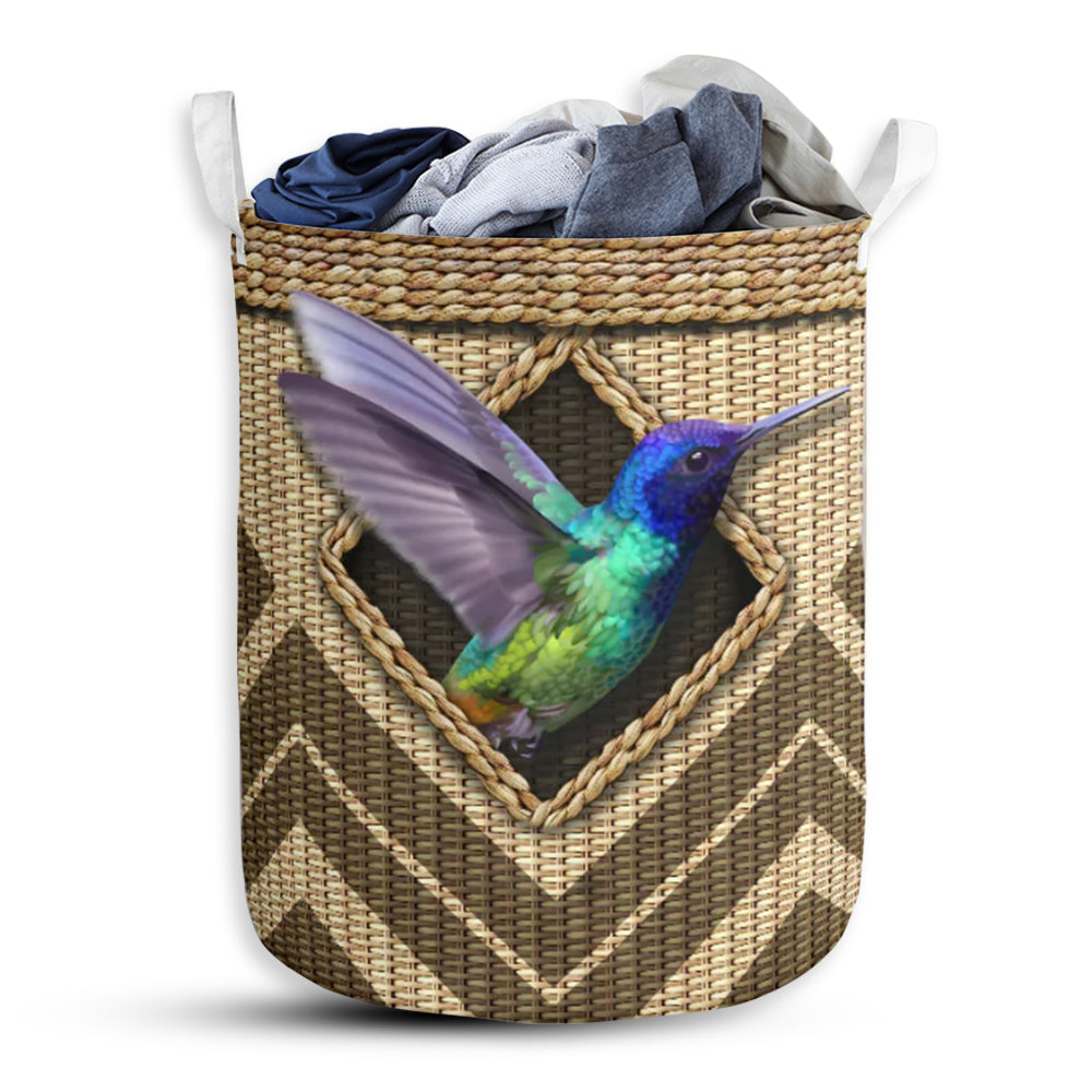 Hummingbird Wicker Texture Hole Laundry Basket For Bathroom Bedroom Storage