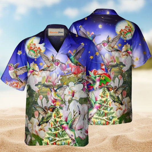 Hummingbird Blooming Magnolia Christmas Hawaiian Shirt For Resort Trips, Coastal Parties, And Warm Weather Style