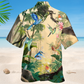 Tropical Hummingbird Hawaiian Shirt For Summer Vacation, Beach Travel, And Casual Wear