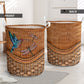 Hummingbird And Dragonfly Rattan Texture Laundry Basket For Room Home Organizer