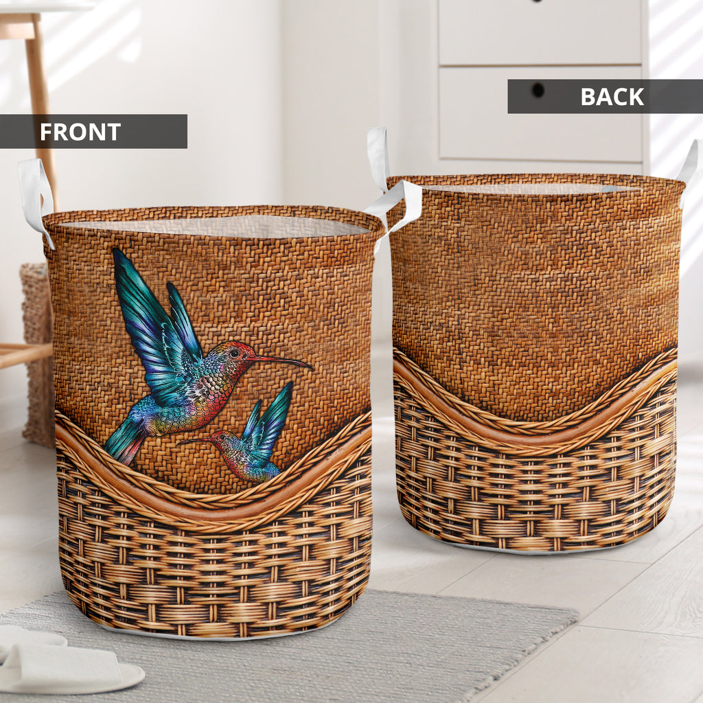 Hummingbird Rattan Texture Laundry Basket For Room Home Organizer