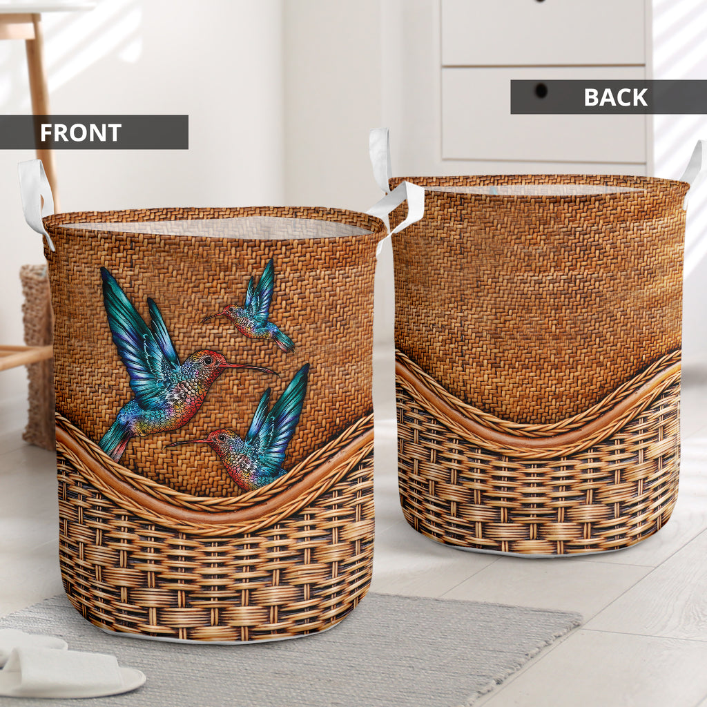 Hummingbird Rattan Texture Love Hummingbird Laundry Basket For Room Home Organizer