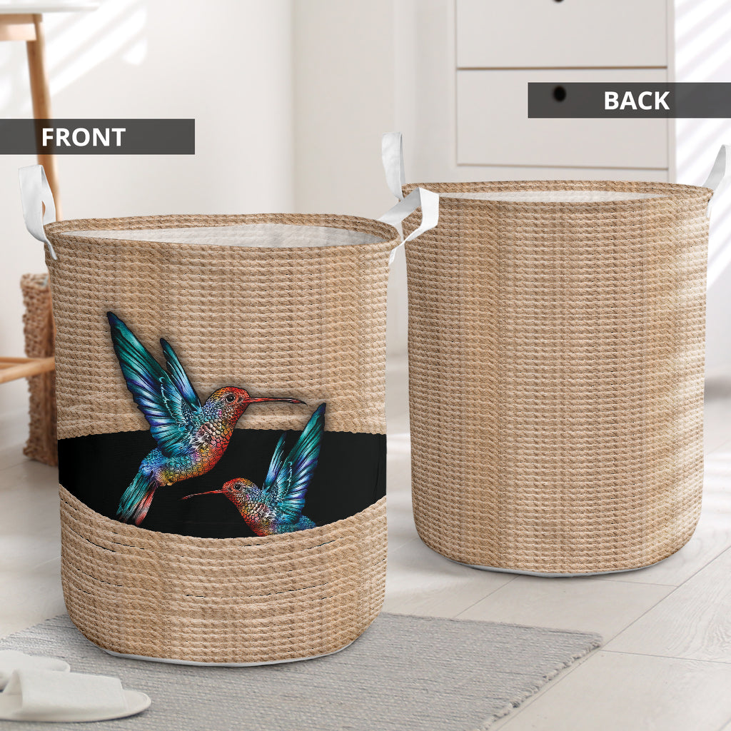 Hummingbird Rope Line Laundry Basket For Room Home Organizer