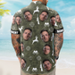 Tropical Hunting Camo Custom Face Aloha Photo Hawaiian Shirt For Coastal Travel And Summer Outings