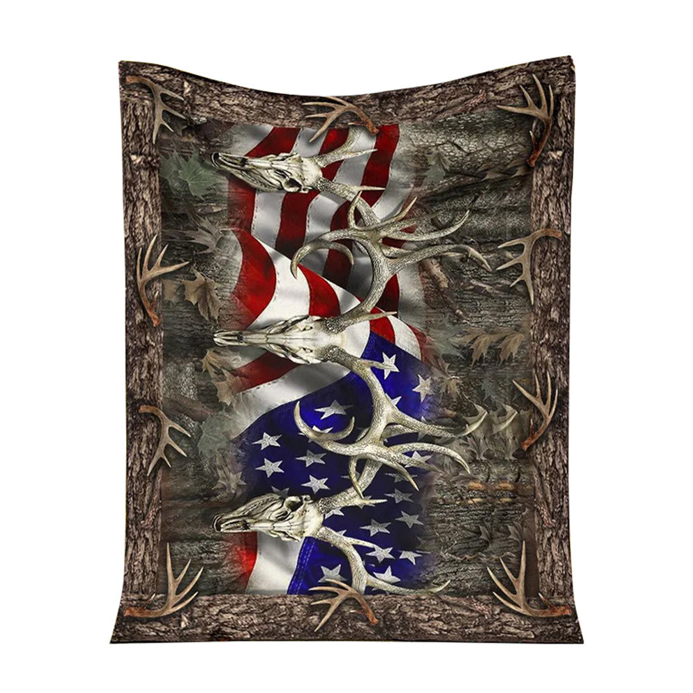 Hunting American Hunters Flannel Blanket For Cozy Bedroom Sofa Decor