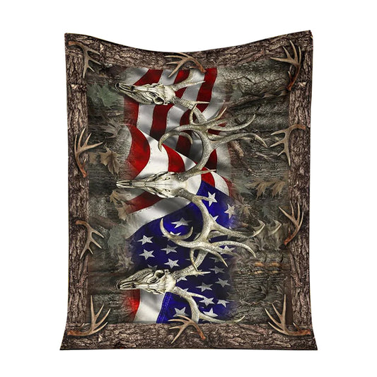 Hunting American Hunters Flannel Blanket For Cozy Bedroom Sofa Decor
