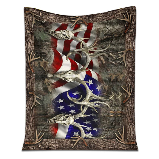Hunting American Hunters Flannel Blanket For Cozy Bedroom Sofa Decor