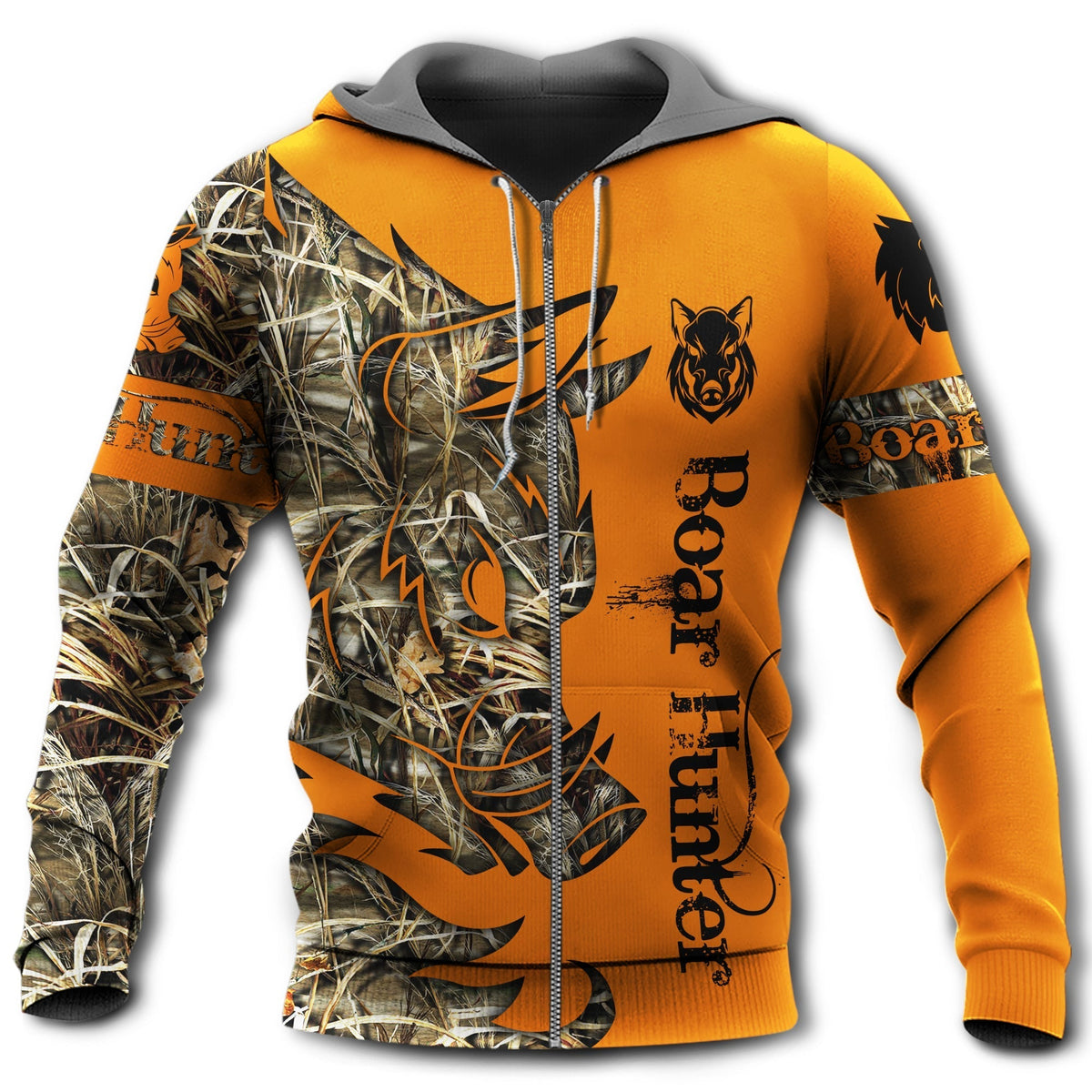 Orange Hunting Boar Legend Hoodie For Hunters Weekend Travel And Practical Everyday Style