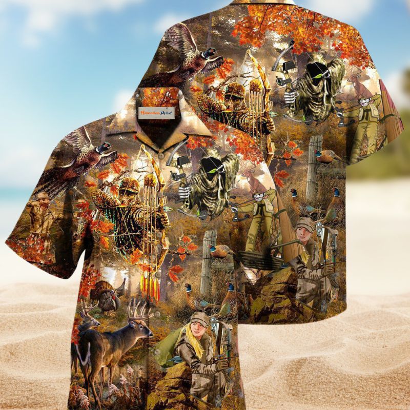 Hunting Bow Arrow Heritage Hawaiian Shirt For Resort Trips, Coastal Parties, And Warm Weather Style