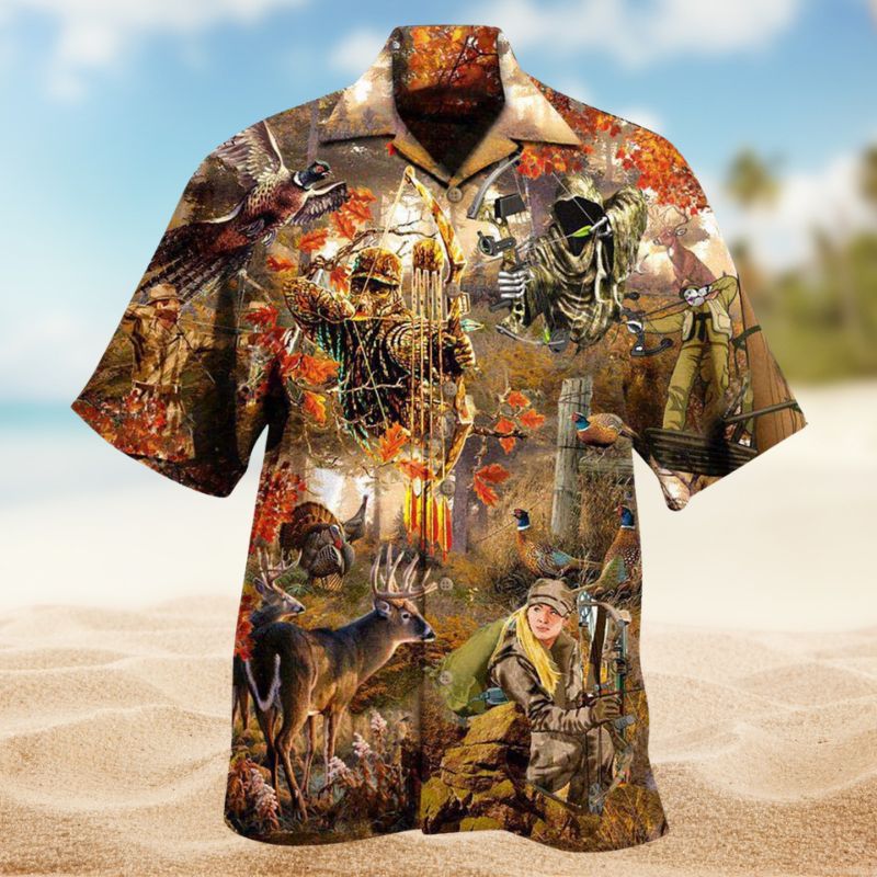 Hunting Bow Arrow Heritage Hawaiian Shirt For Resort Trips, Coastal Parties, And Warm Weather Style