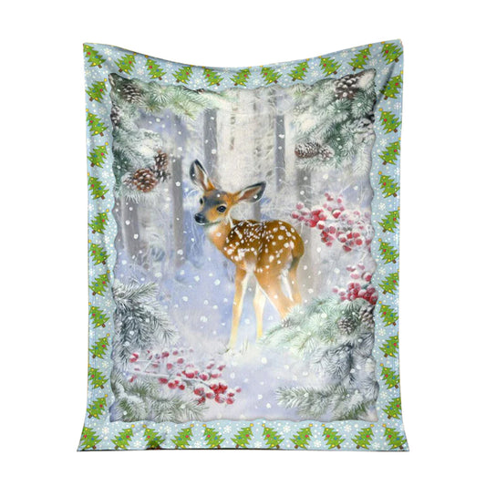 Hunting Deer Christmas Flannel Blanket For Cozy Bedroom Sofa Decor