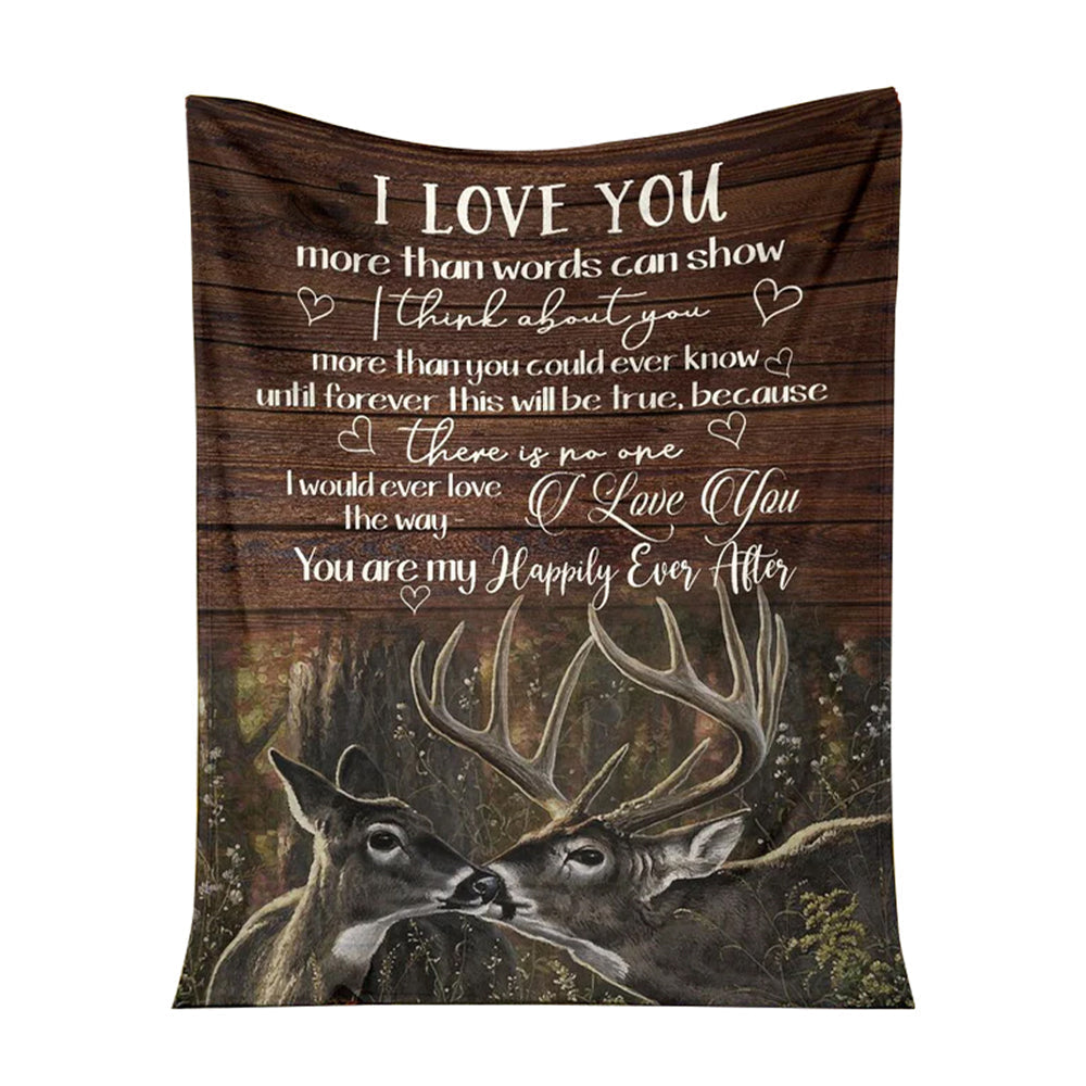 Hunting Deer Couple Love Gift Flannel Blanket For Cozy Bedroom Sofa Decor