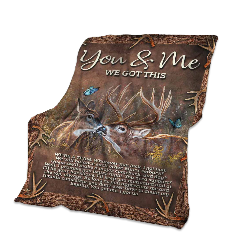 Hunting Deer You And Me Flannel Blanket For Cozy Bedroom Sofa Decor