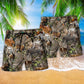 Hunting Love Animals Style Hawaiian Print Beach Shorts For Sports Fan Vacation Wear