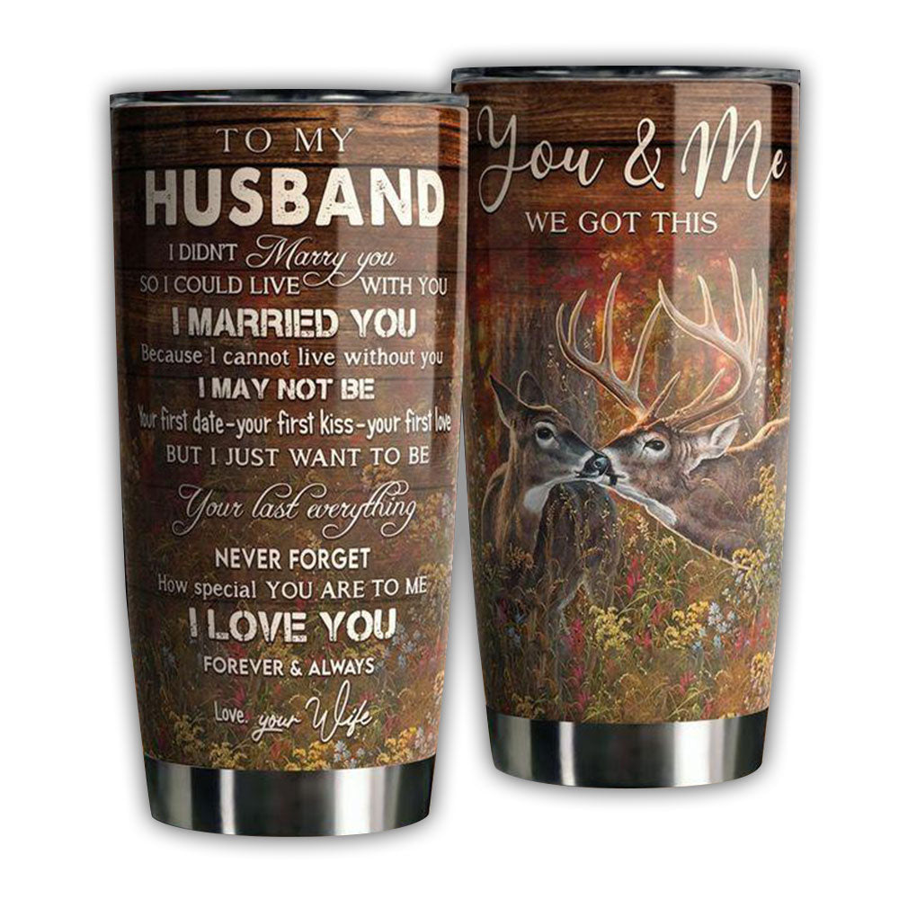 Hunting Love Deer To My Husband 20 Oz Tumbler For Coffee Travel And Daily Drinks