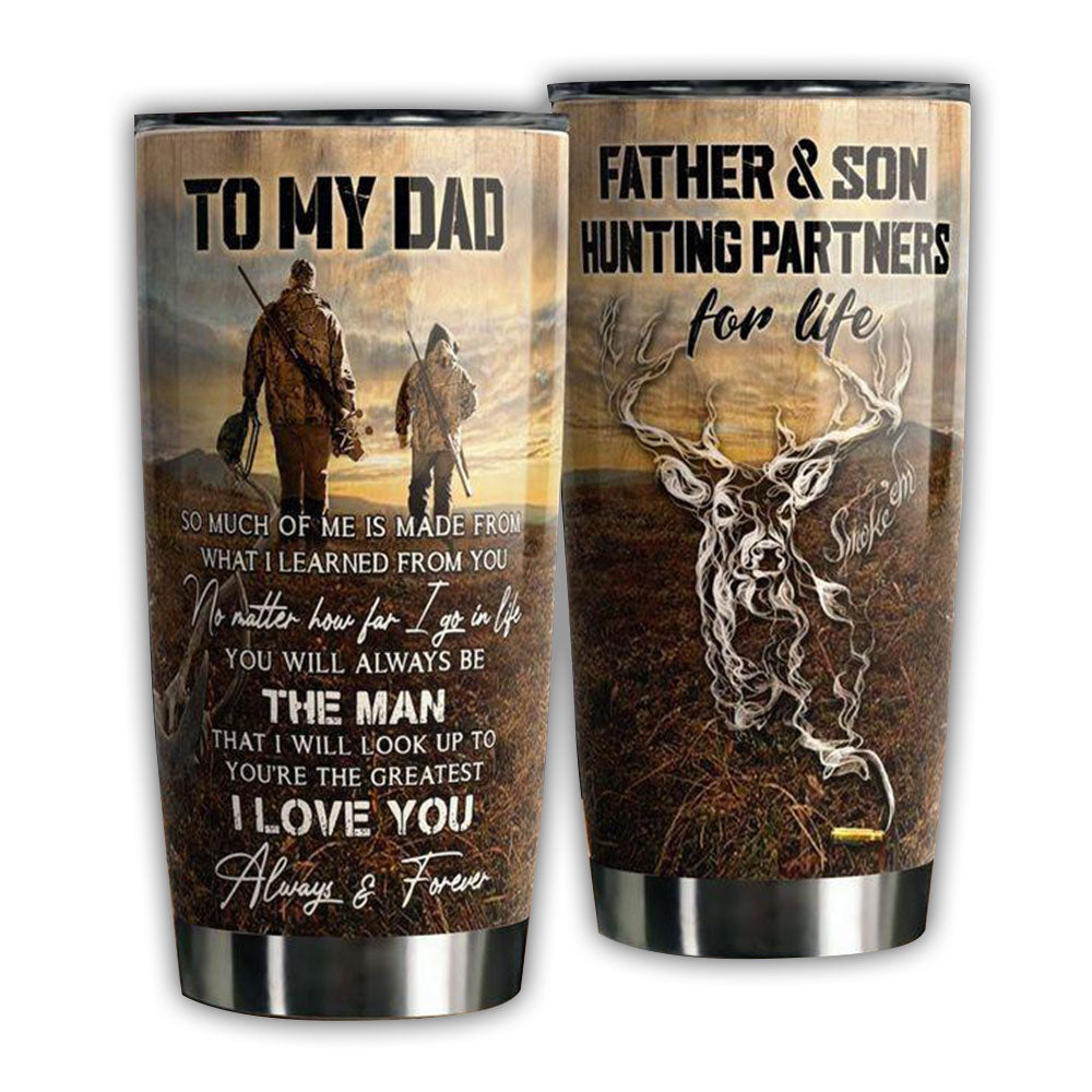Hunting Love Deer To Dad Together 20 Oz Tumbler For Coffee Travel And Daily Drinks