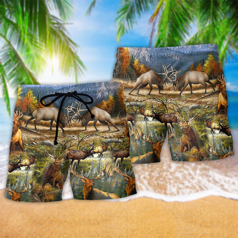 Hunting Love Life Nice Scenery Hawaiian Print Beach Shorts For Sports Fan Vacation Wear