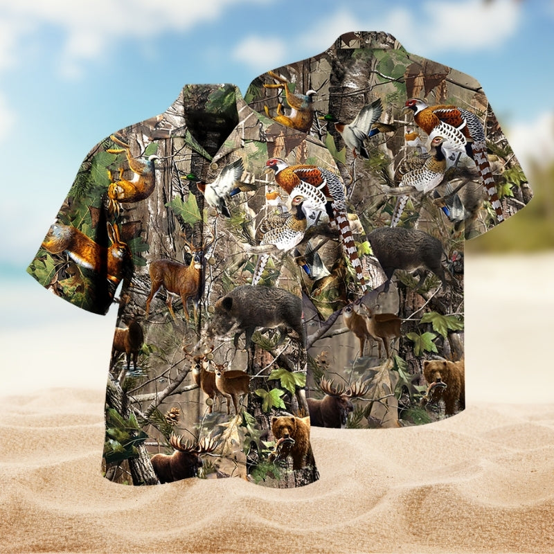 Hunting Animals Hawaiian Shirt For Resort Trips, Coastal Parties, And Warm Weather Style