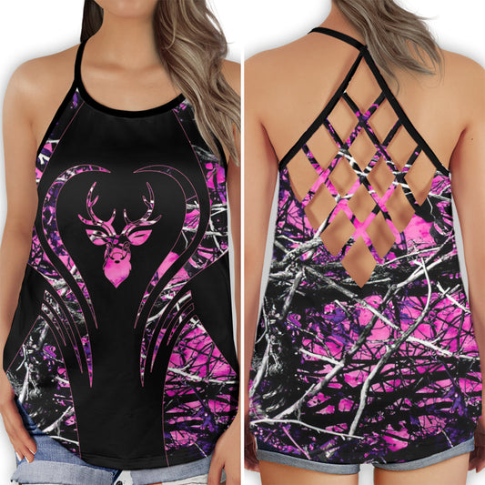 Hunting Lover Pink Outdoor Hollow Tank Top For Yoga Workouts And Casual Wear
