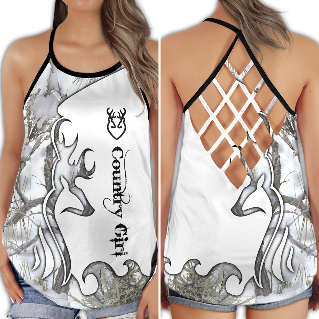 Hunting Lover Country Girl White Hollow Tank Top For Yoga Workouts And Casual Wear