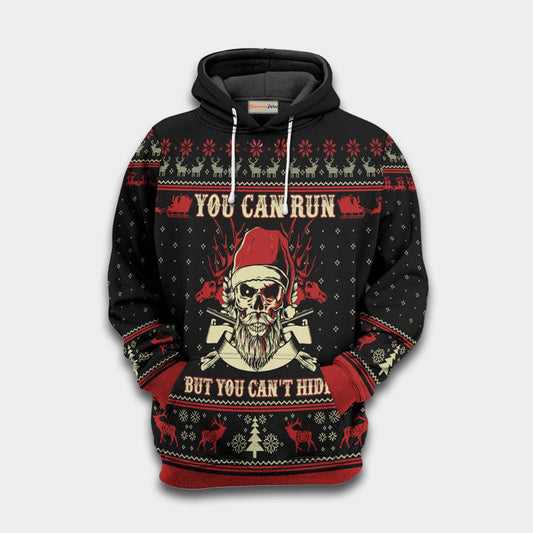Hunting Christmas Can Run Hoodie For Festive Streetwear Winter Outings And Christmas Celebrations