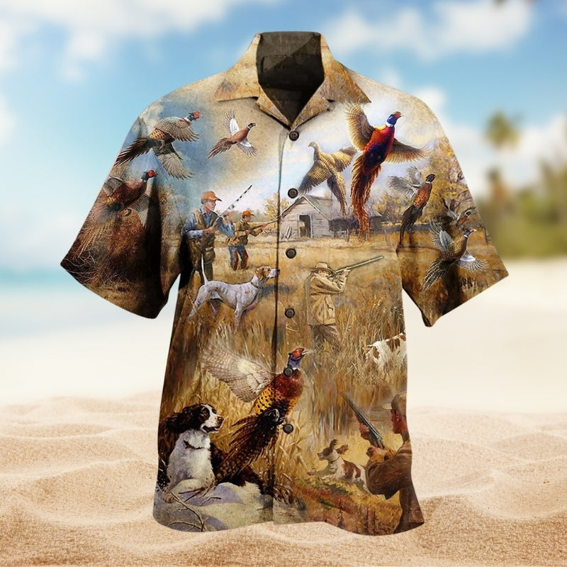 Hunting Pheasant Hawaiian Shirt For Coastal Travel, Casual Events, And Comfortable Summer Wear