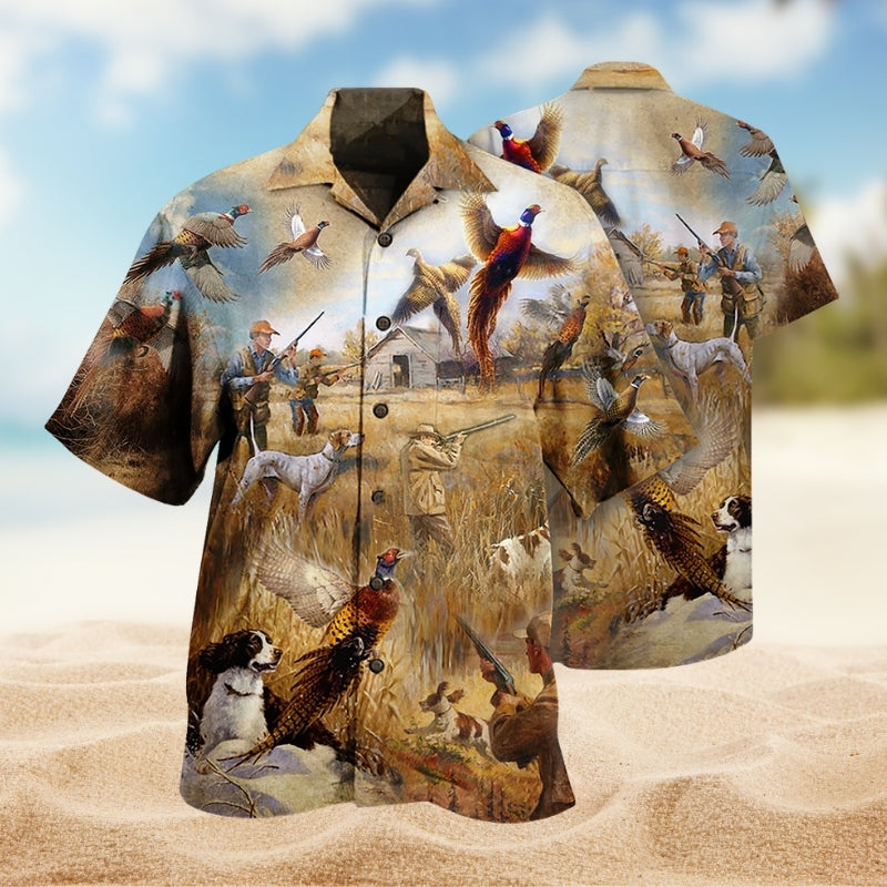 Hunting Pheasant Hawaiian Shirt For Coastal Travel, Casual Events, And Comfortable Summer Wear