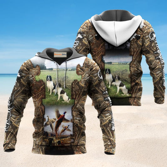 Hunting Pheasant Dog Scene Hoodie For Hunting Enthusiasts Daily Wear And Weekend Adventures