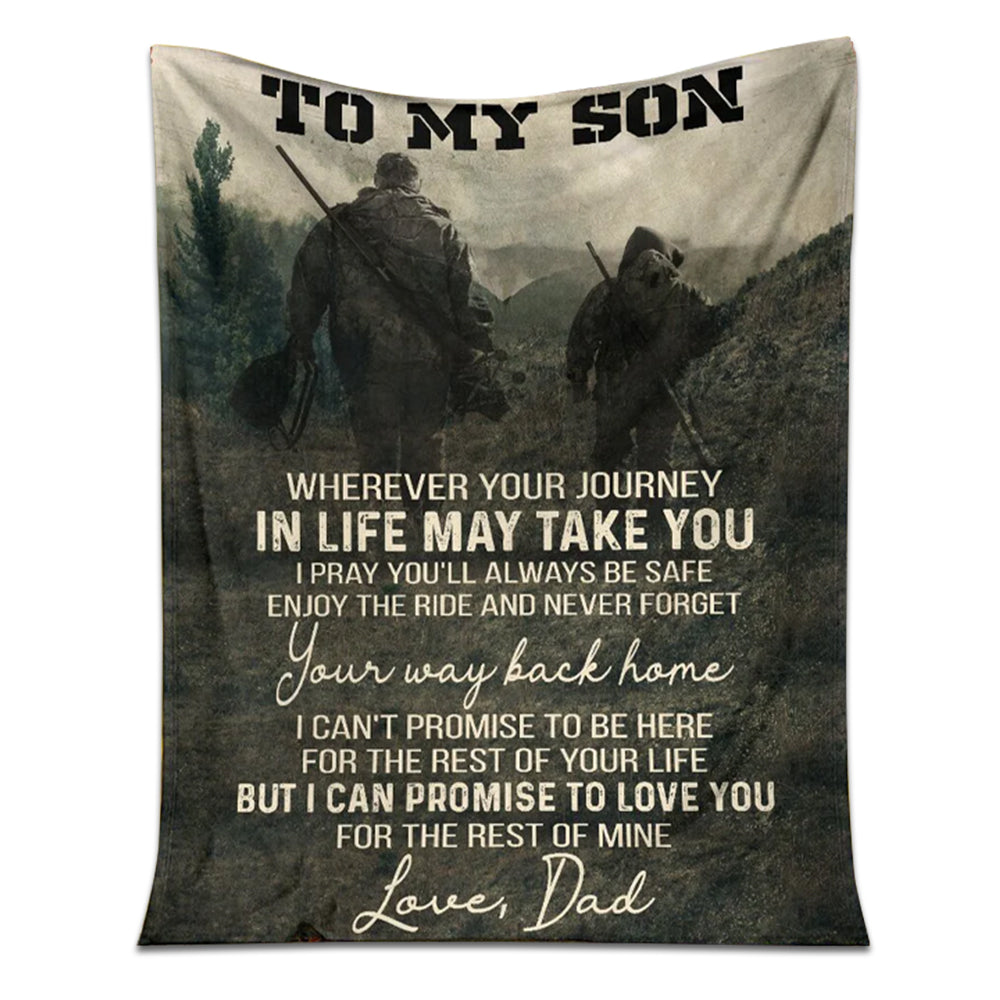 Hunting To My Son Hunting Black And White Flannel Blanket For Cozy Bedroom Sofa Decor